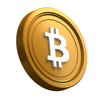 Moeda Bitcoin BTC em ângulo como elemento visual na seção hero